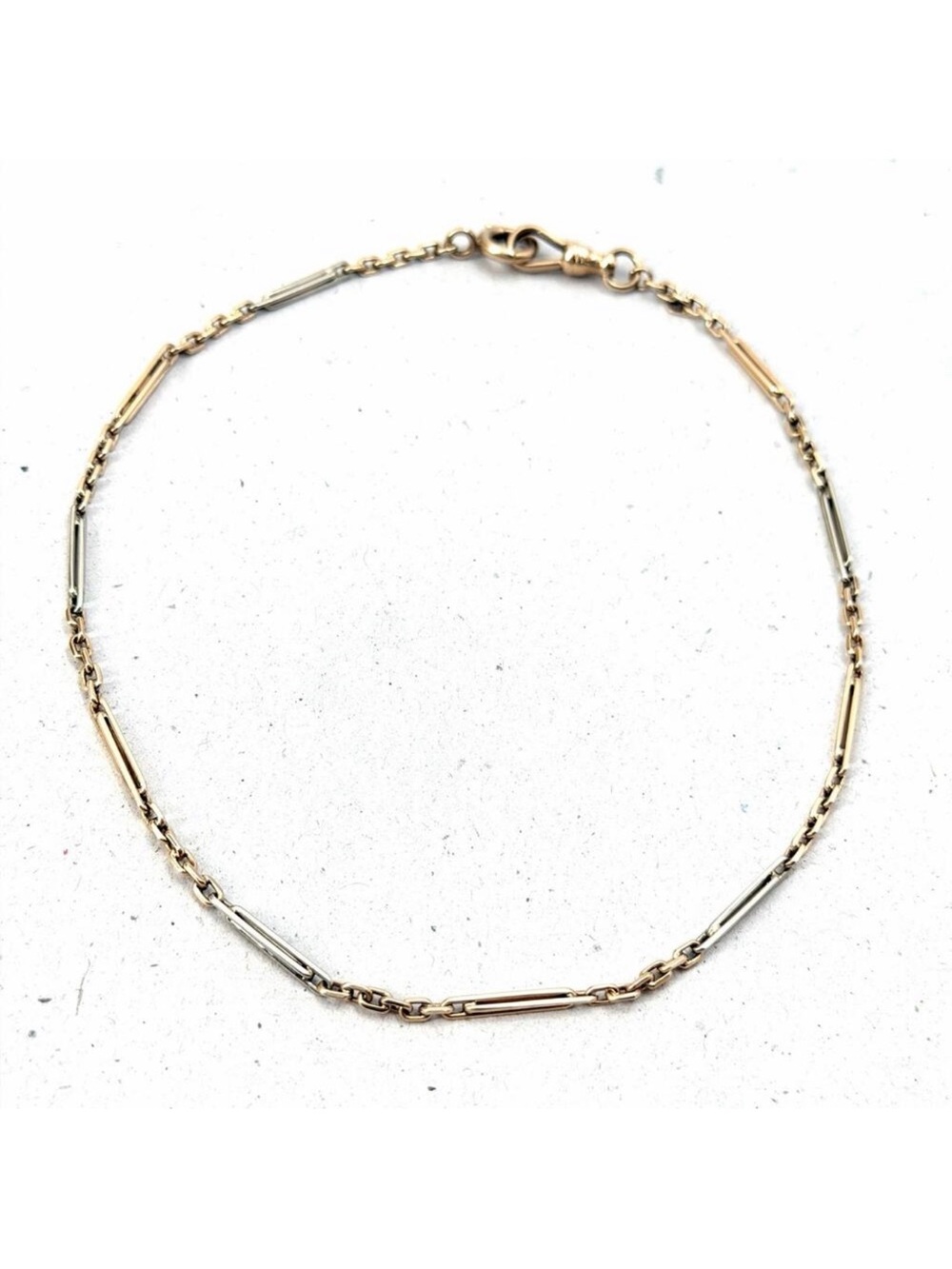 Vintage Solid 14k Two Tone Gold Cable Link Bar Pocket Watch Chain 13.5" 10gr